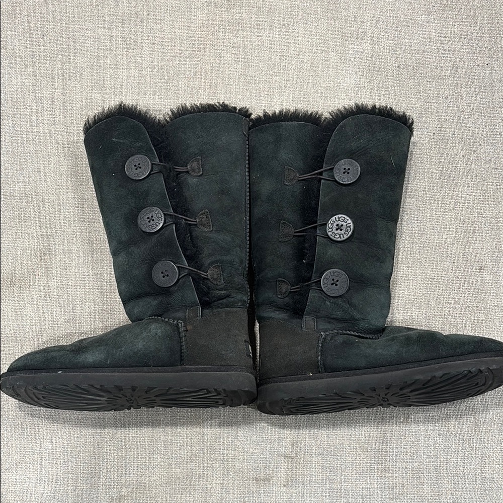 UGG Black Suede Button Boots